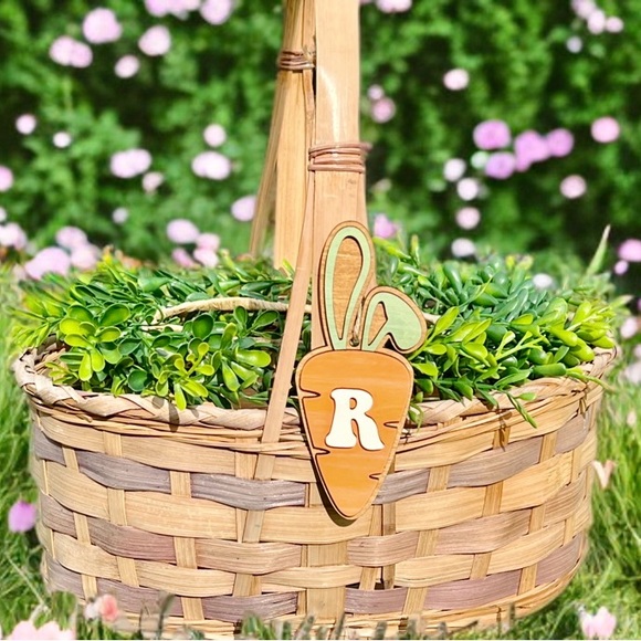 Easter Carrot Ornament with Initial - Picture 3 of 3